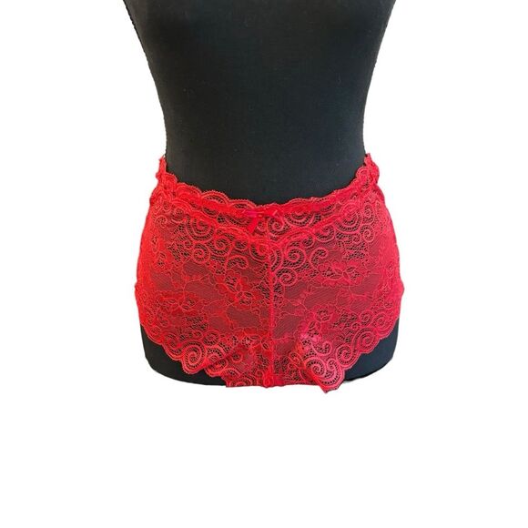 Delta Burke Lace Panties 3 Pair 7/L Red Black Grey - Picture 2 of 6
